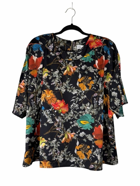 Pari Passu Tops - Pari Passu Marni Floral Blouse Silky Short Sleeve Back Zip Top Size 22 NWOT